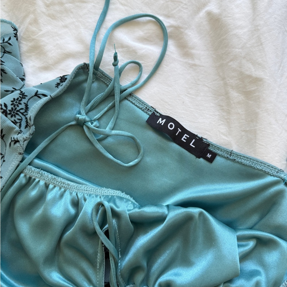 Motel Rocks Teal Floral Mini Dress - Picture 3 of 6